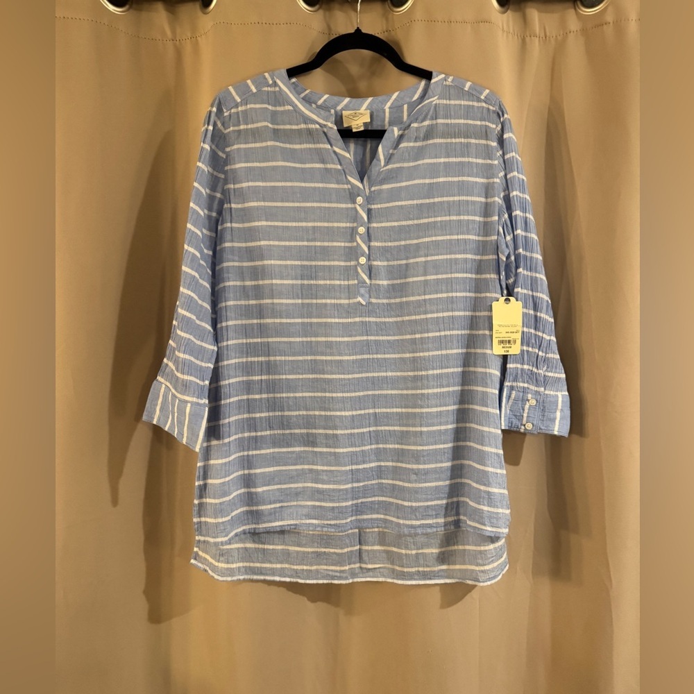 NWT St. John's Bay Light Blue Striped Top